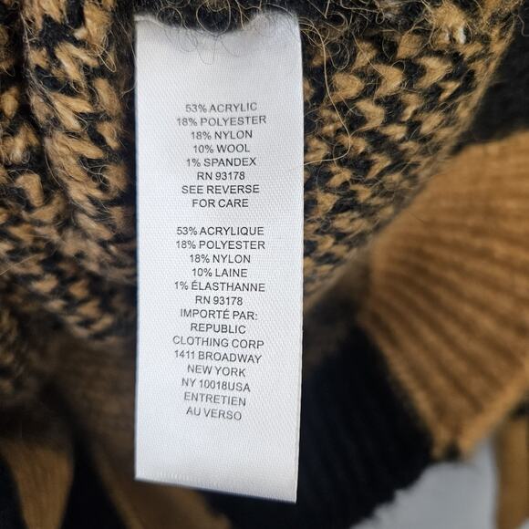 Industry Wool Blend Knit Checkered Sweater Women's XS Black & Tan Minimalist - Picture 8 of 8